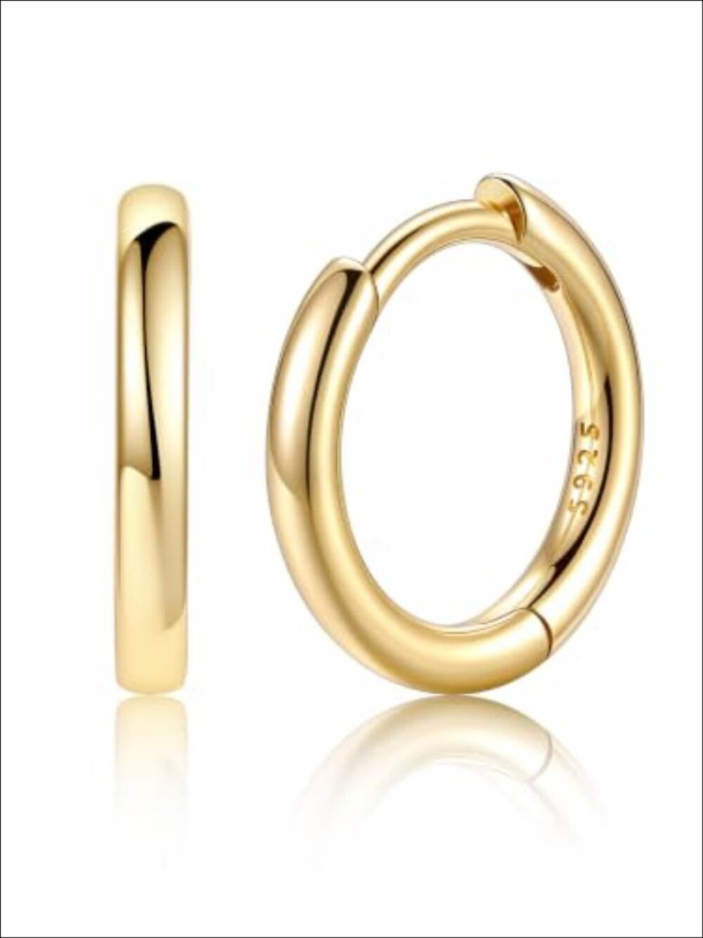 Sterling Silver Hoop Earrings 14K Gold Plated Huggie Hoops